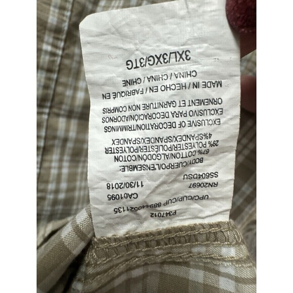 Dickies Shirt Mens 3XL Beige Plaid Short Sleeve Temp-iQ Performance Work - Picture 9 of 14